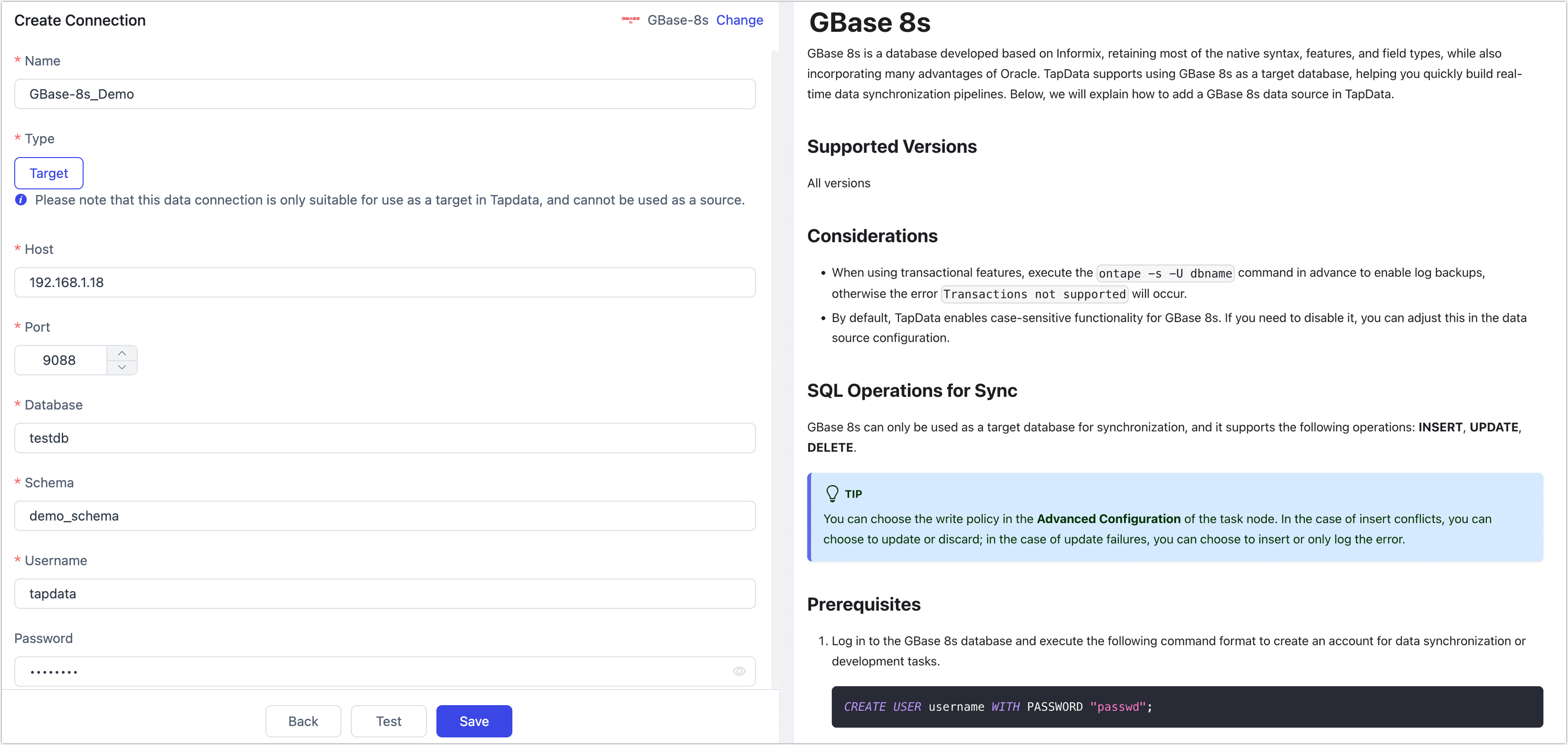GBase 8s Connection Example